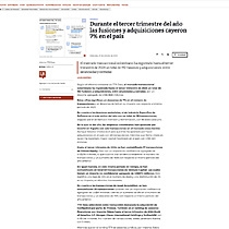 Durante el tercer trimestre del ao las fusiones y adquisiciones cayeron 7% en el pas